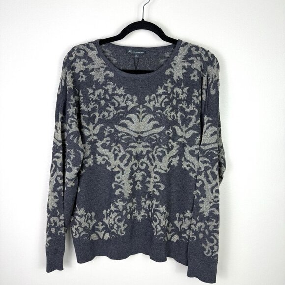 Adrianna Papell Women's Gray Metallic Boat Neck Pull Over Sweater Size Large NWT - Picture 3 of 10